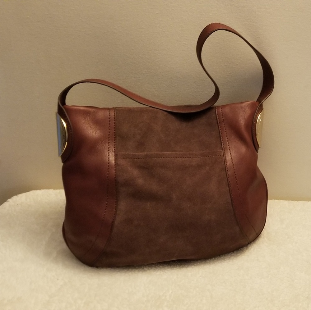 B. Makowsky Brown Leather and Suede Hobo Bag